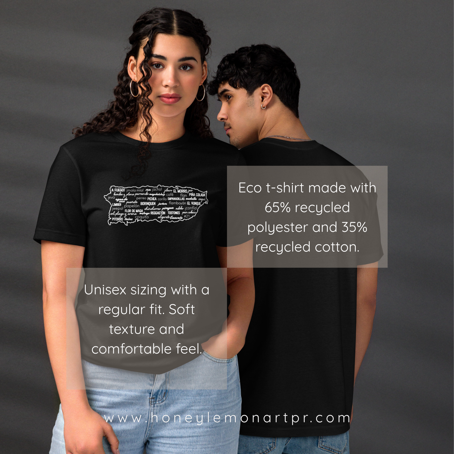 Jerga Boricua Puerto Rico Map T-Shirt – Eco-Friendly Unisex Tee Black/White