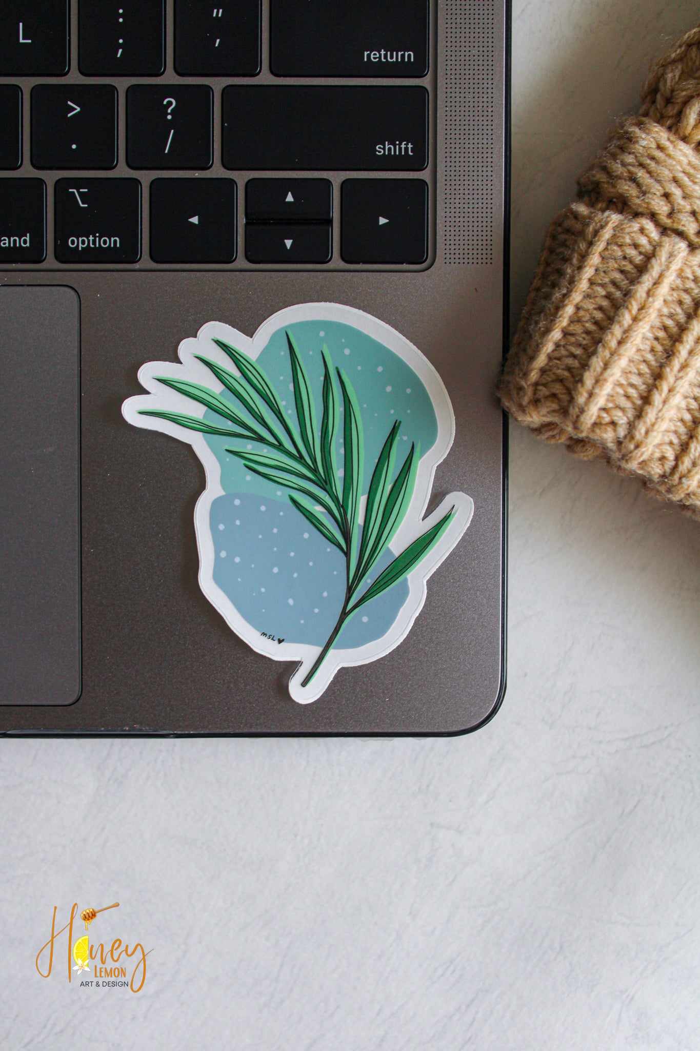 Clear Blue Tones Palm Leaf Sticker