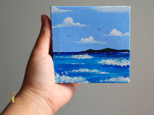 MINI CANVAS Ocean View 4x4 inches.