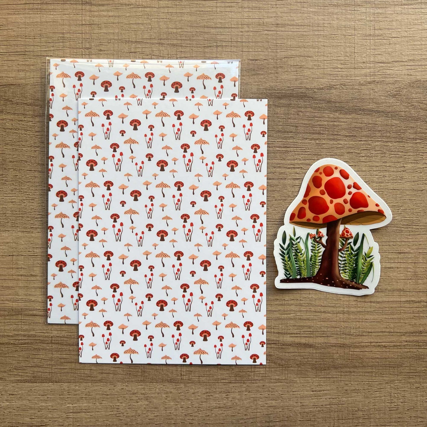 Mushroom Pattern Postcard and Stickers⎪Science⎪Nature Postcards⎪Fungi Art