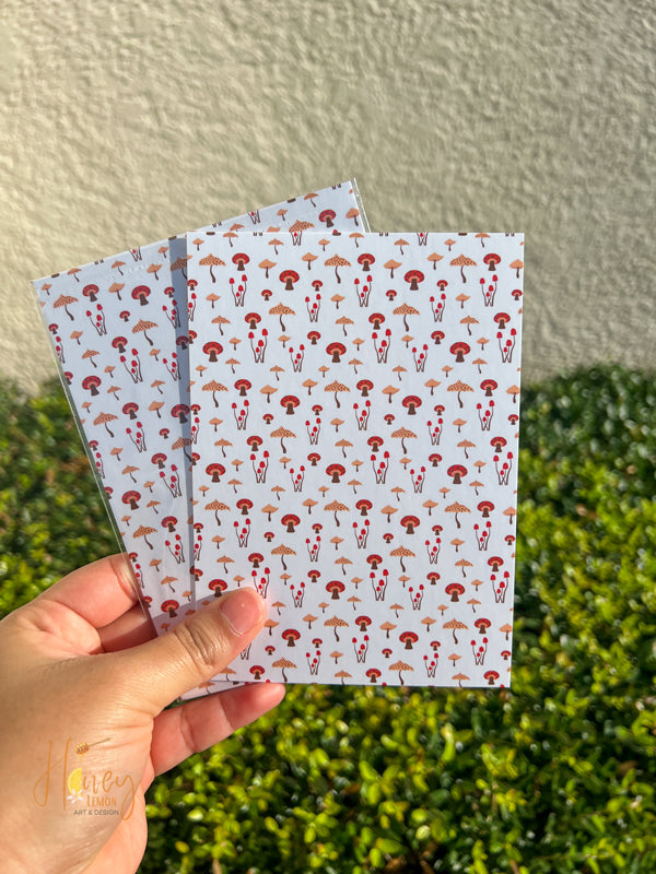 Mushroom Pattern Postcard and Stickers⎪Science⎪Nature Postcards⎪Fungi Art