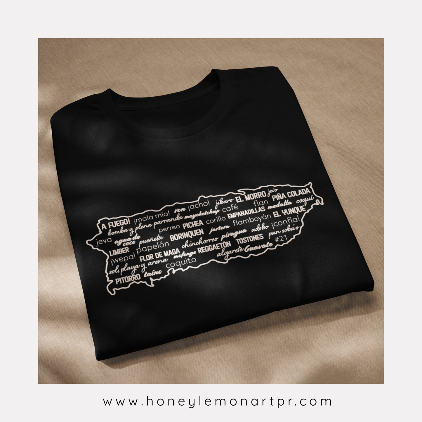 Jerga Boricua Puerto Rico Map T-Shirt – Eco-Friendly Unisex Tee Black/White
