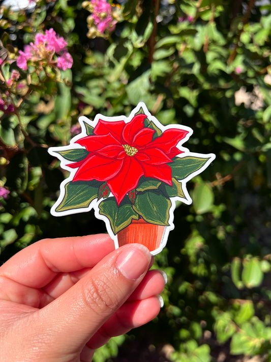 Festive Christmas Poinsettia Flower Sticker - Holiday Decor, Pascuas Navideñas⎪Stickers Boricuas