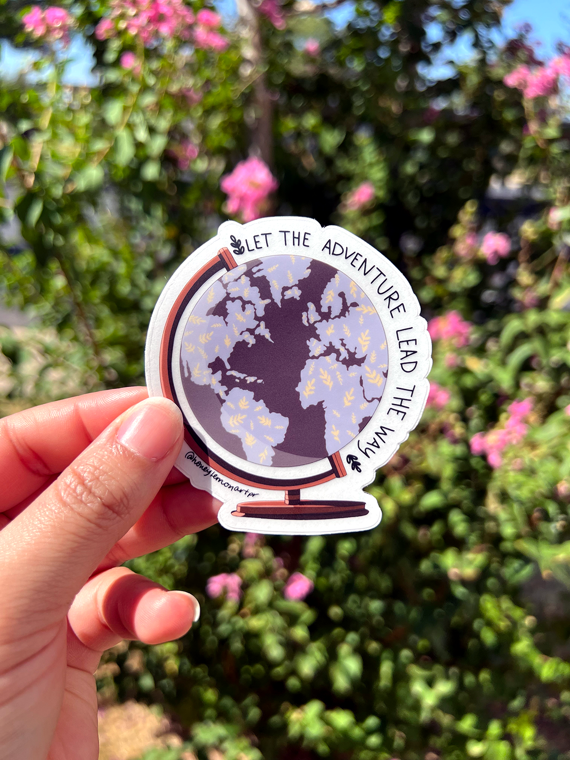 World Map Floral Globe Clear Sticker⎪Travel Journal sticker⎪Let the Adventure Lead the Way