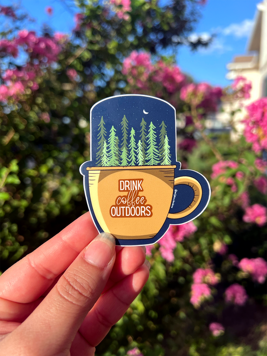Drink Coffee Outdoors Mug Sticker