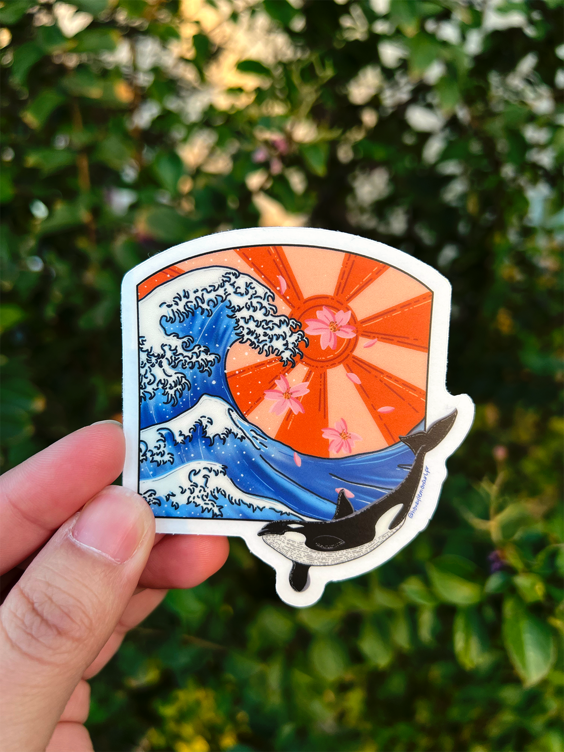 Japanese Kanagawa Wave Inspired Art Clear Vinyl Sticker - Ocean Wave sticker for Laptop, Water Bottle, Car, and More⎪Japan Stickers