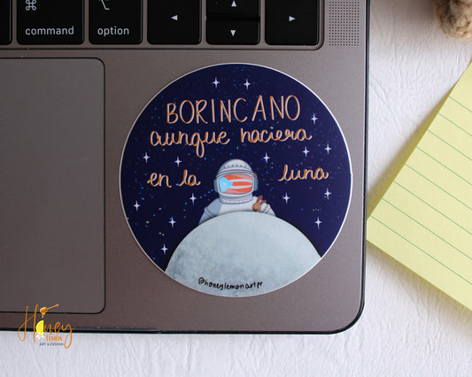 Borincano En La Luna Vinyl Sticker