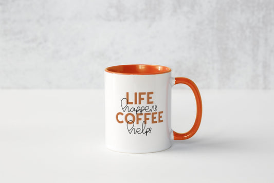 Coffee Mug "Life Happens Coffee Helps" 11 onz. Mug